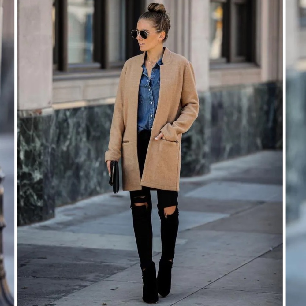 VICI Camel long blazer style lightweight coat